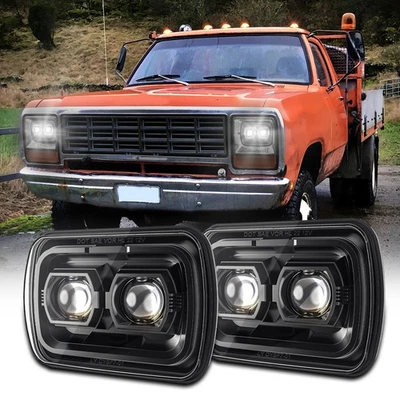 Newest Pair 5x7'' 7x6" LED Headlights Hi-Low Beam For Dodge W350 W250 W150 81-93 - Image 1 of 4