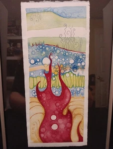 Ana Vizcarra 2003 Kunstwerk Originalstück mit dem Titel Ascent 11" mal 43/4" gerahmt signiert - Bild 1 von 16