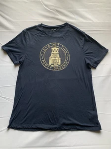 old navy Herren T-Shirt blau kurzarm Grafikdruck Gr. L - Bild 1 von 6
