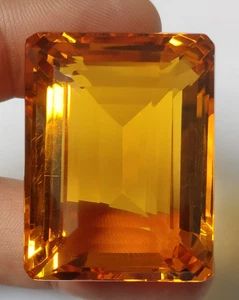 AAA+ Large Yellow Citrine 87.15 CT Emerald Cut Loose Gemstone Gift for Women/Her - Picture 1 of 6