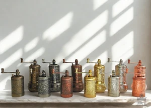 2er Set, Türkische Schwarze Pfeffermühle, Manuelle Handmühle 4,3"/3,2" Höhe  - Bild 1 von 39