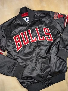 Vintage Chicago Bulls Starter Satin Jacket Mens Medium Patch NBA - Picture 1 of 15