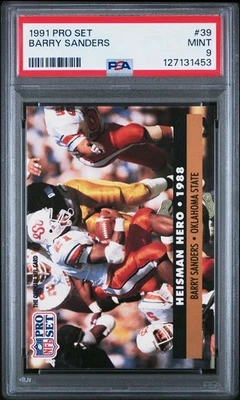 1991 Pro Set Barry Sanders Heisman Hero Lions HOF #39 PSA 9 - Image 1 of 2