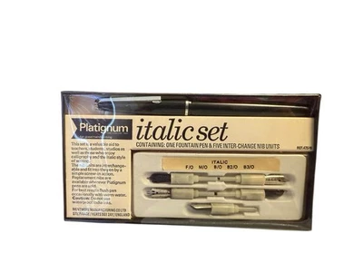 Juego Platignum Italic: 1 pluma estilográfica y 5 plumillas intercambiables - juego para mano izquierda Foto 1 de 4