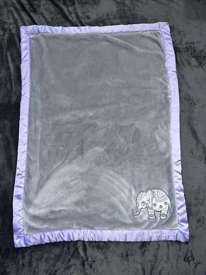 Manta bebé Wendy Bellissimo I Love You elefante gris y púrpura Lovey Foto 1 de 4