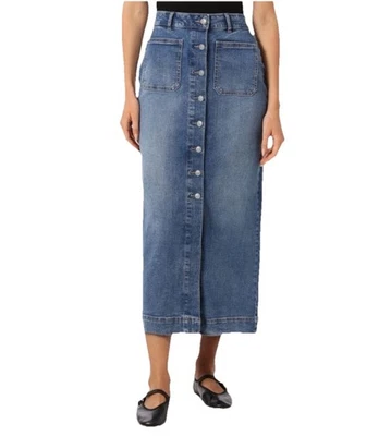 Bagatelle Button Down Midi Skirt Womens 10 Stretch Denim Long Saks Off 5th NWOT - Image 1 of 4