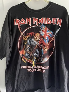 Iron Maiden T-Shirt Men's 2XL Black Double Sided 2012 North America Tour Concert - Picture 1 of 3