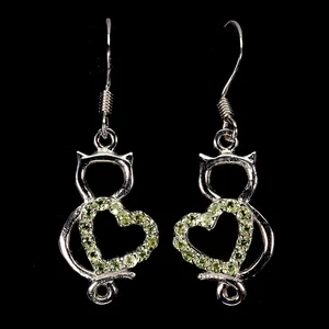 925 Sterling Silver Earrings Round Peridot 1.5mm Natural Gemstone Jewelry - Picture 1 of 14