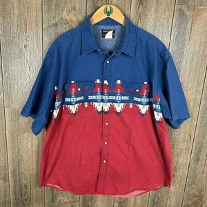 Rustler Western Shirt Aztec Print Vintage 90s Short Sleeve Button Up Mens 2XL - Picture 1 of 7