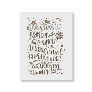 Reindeer Names Stencil - Durable & Reusable Mylar Stencils - Picture 1 of 5