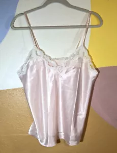 Vintage Eve Stillman New York Pink Cami Lace Size Medium Silky - Picture 1 of 6