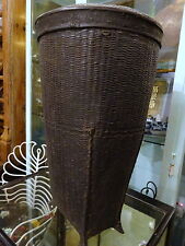 Burmese Woven Basket  Rice Carrier Antique 19th Century Burma Container Lid /