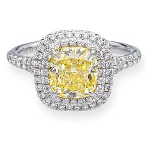 Tiffany & Co. Platinum Soleste Cushion Diamond Engagement Ring 2.16 cts. FY VS2 - Picture 1 of 8