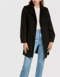 Abrigo para mujer Sam Edelman talla 12 manga ondulada mezcla lana negro - Imagen 1 de 8