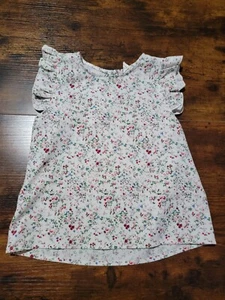 PRE OWNED Girls Shein White Floral Top Blouse Ruffle Size 6 - Picture 1 of 4