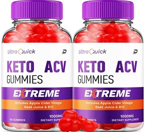 (2 Pack) Ultra Quick Keto ACV Gummies-UltraQuick Apple Cider Vinegar 1000MG - Picture 1 of 7