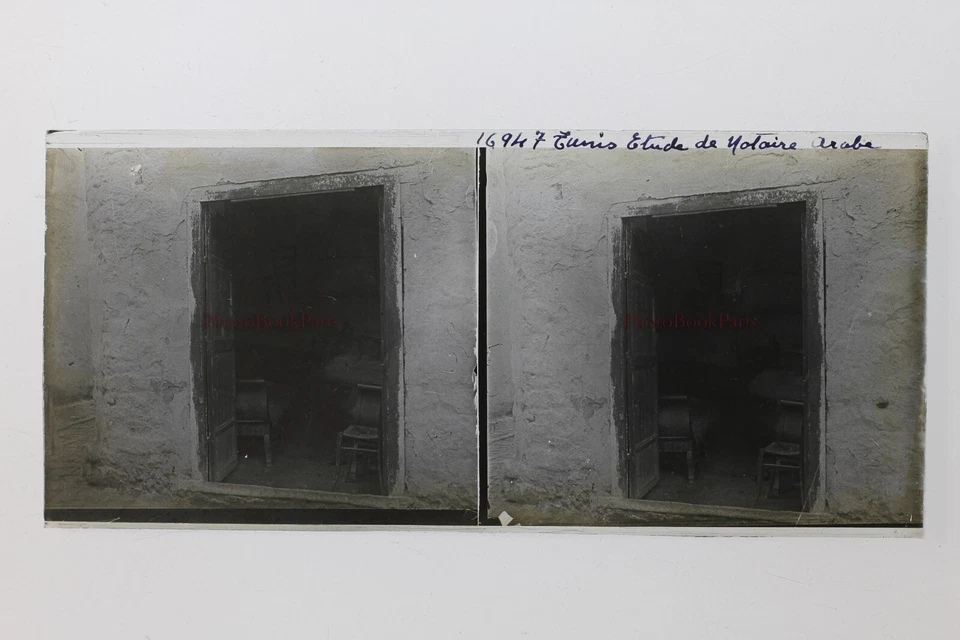 Tunis Notaire Arabe Tunisie Photo Plaque P9T7n14 Vintage Stereo - Photo 1/1