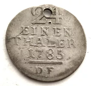 GERMAN STATES HESSE-CASSEL 1/24 EINEN THALER 1785 DF Billon KM#525 LL12.3 - Picture 1 of 2
