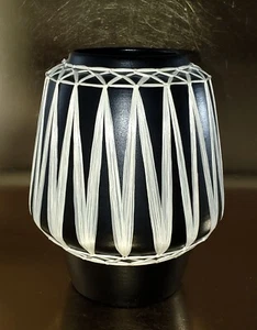 1950s Black GMUNDNER KERAMIK Vase with RAFFIA Wrapping, Austria, EXCELLENT! - Picture 1 of 7