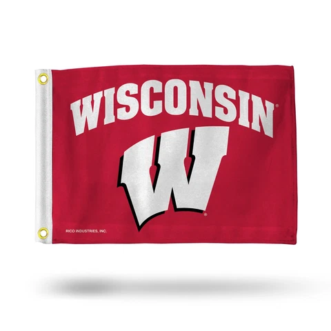 Wisconsin Badgers Flag 12" x 18" Boat Flag Golf Cart Flag - Arched Cover