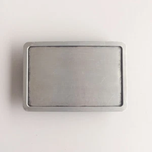 Antique Brushed Silver Rectangle Blank Belt Buckle for Engraving also US Stock - Picture 1 of 8