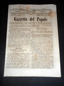 Risorgimento Cavour Torino - Giornale Gazzetta del Popolo n° 30 del 1854 - Picture 1 of 1