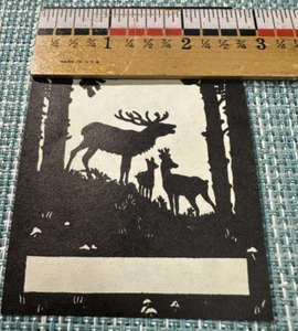 BOOK PLATE VINTAGE SILOUETTE DEER IN WOODS UNUSED ONE ONLY RARE - Picture 1 of 3