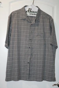 Men's Shirt 2XL 50 52 Gray White Plaid SS Button Up Straight Hemline NWOT's - Picture 1 of 1