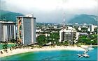 Carte postale de renommée mondiale Hilton village hawaïen Waikiki tropical Kalia Road Hi Unp