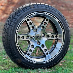 14" Dominator Machined Golf Cart Wheel & 205/30-14" Low Profile Tire- Set of 4 - Picture 1 of 5