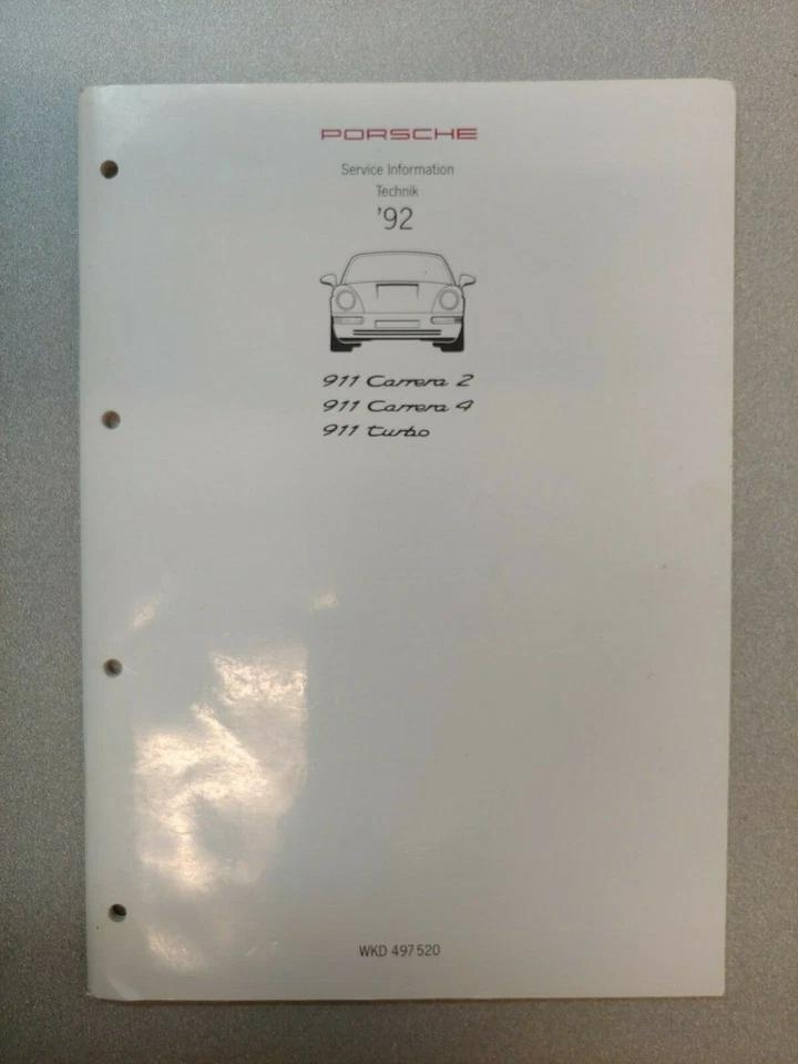 USADO ORIGINAL GENUINO 1992 PORSCHE 911 TURBO INFORMACIÓN DE SERVICIO MANUAL TÉCNICO Foto 1 de 4