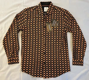 Tom Baine Halloween Button Up Hemd Kürbis Orange Schwarz Freizeit Slim Fit L - Bild 1 von 13