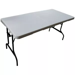 Rechteckig weiß tragbar Klapptor Bein Tisch Zuhause Garten Outdoor Camping - Bild 1 von 10