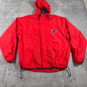 Atlanta Falcons Rain Jacket Mens Size L/X Red Windbreaker Hooded Lightweight - Picture 1 of 9