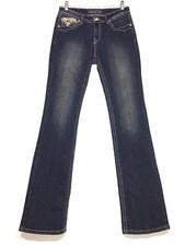 Grace in LA Womens Bootcut Jeans Size 8 (28x33) Embroidered Lace Jewel Studded