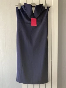 MUST HAVE BODYCON DRESS Navy Blue Strapless Purchased From Boutique Size 12 BNWT - Picture 1 of 4
