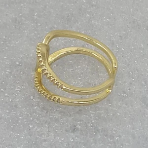 Atemberaubender italienischer simulierter Diamant 18 kt GF eleganter Ring mit 18 kt Goldfüllung Größe 6 - Bild 1 von 12