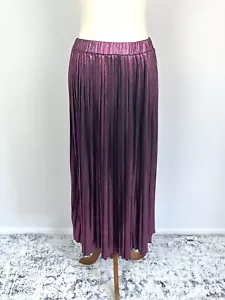 Nasty Gal Skirt Purple Shimmer Metallic Pleated Flare Midi Party Cocktail 10 M - Picture 1 of 10