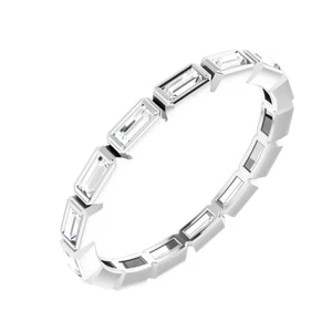 Engagement 950 Platinum Diamond Band Certified Baguette Cut Lab Grown 1 Ct - Picture 1 of 9