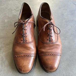 Zapatos Oxford Allen Edmonds Byron talla 9.5D Cuero Marrón Puntera - Imagen 1 de 18