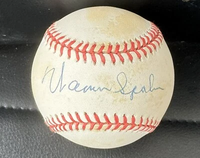 WARREN SPAHN Signed Autograph Official League Baseball Milwaukee Braves HOF COA - Image 1 of 3