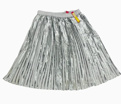 Catherine Malandrino Size Large Duncan Pleated Midi Skirt Silver White NWT $108 - Image 1 of 4