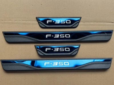 Protector de peldaños de panel de cubierta de umbral de puerta azul 4 piezas para accesorios Ford F-350 Foto 1 de 4