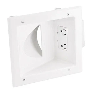 Recessed Low Voltage Wall Plate Cable Feed Through w/ Duplex Surge Suppressor  - Picture 1 of 5