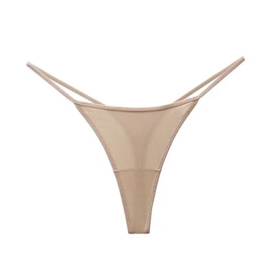 Pacote com 3 calcinhas femininas sexy fio dental biquíni cuecas perna alta lingerie - Imagem 1 de 4