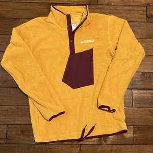 NEW adidas MENS XL Terrex XPLORIC High-Pile-Fleece Pullover IB1138 POLAR YELLOW - Picture 1 of 10