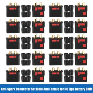 10 Pairs QS8-S Anti-Spark Connector Set Male And Female for RC Lipo Battery 8MM - Picture 1 of 8