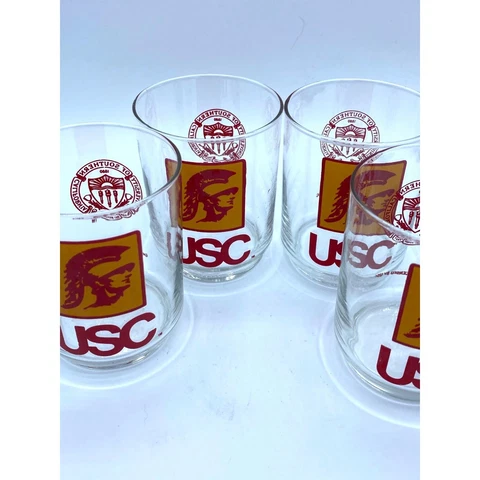 USC Trojans University Of Southern California Official Glass Tumblers Set/4 Cover