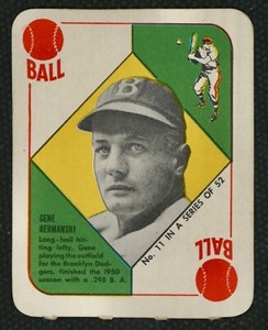 1951 Topps Blue Back #11 Gene Hermanski Brooklyn Dodgers ~NM