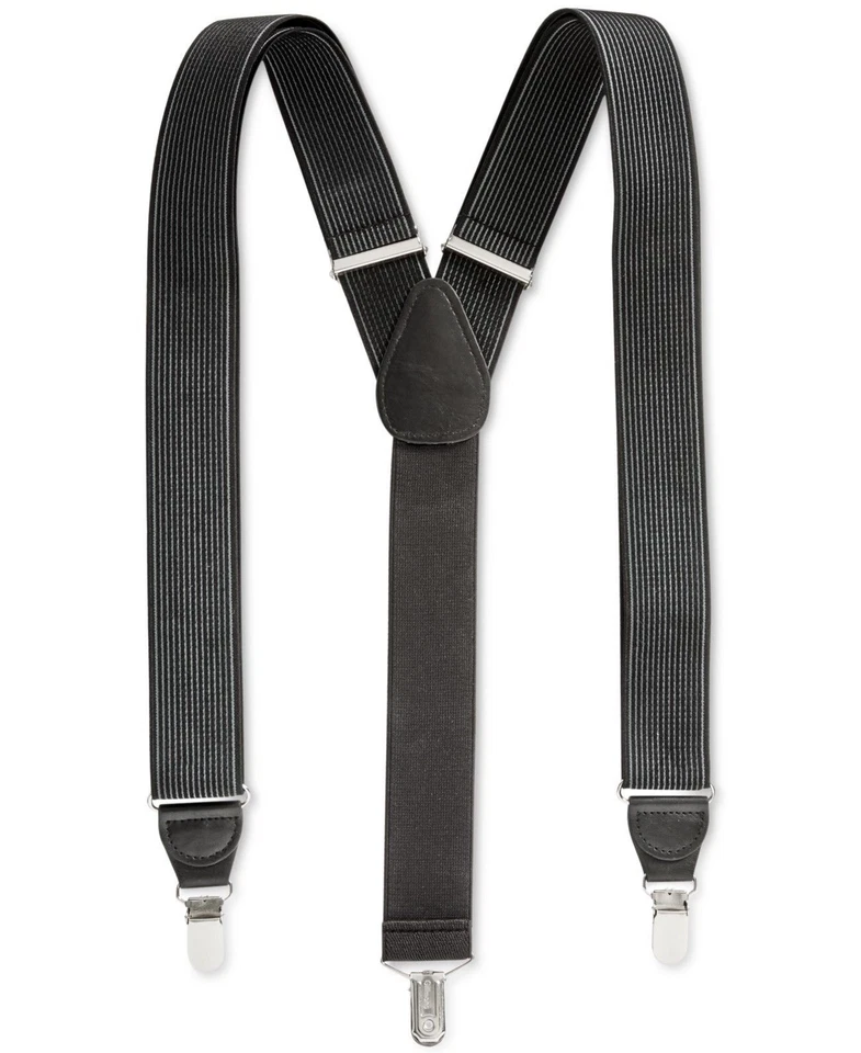 $75 Club Room Hombres Negro Rayas Clip Extremo 32mm Ancho Tirantes Ajustables Foto 1 de 1